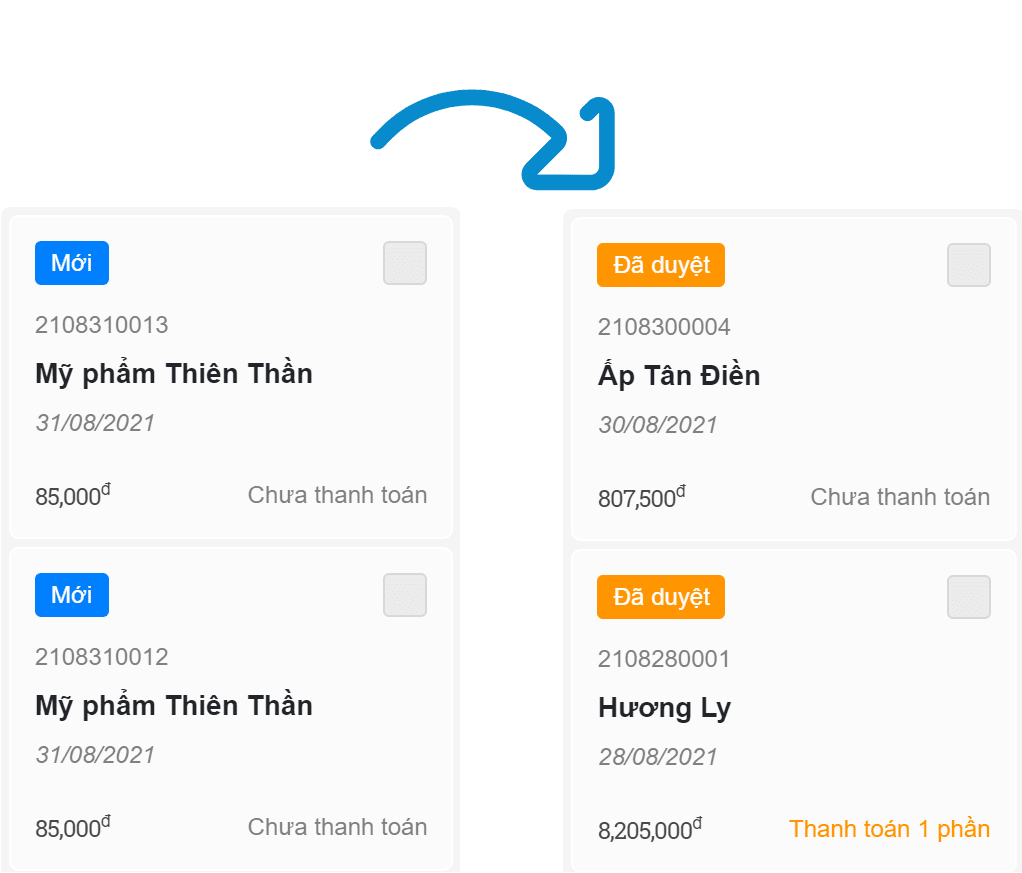 quản lý đơn hàng theo trạng thái trên phần mềm quản lý phân phối dược phẩm
