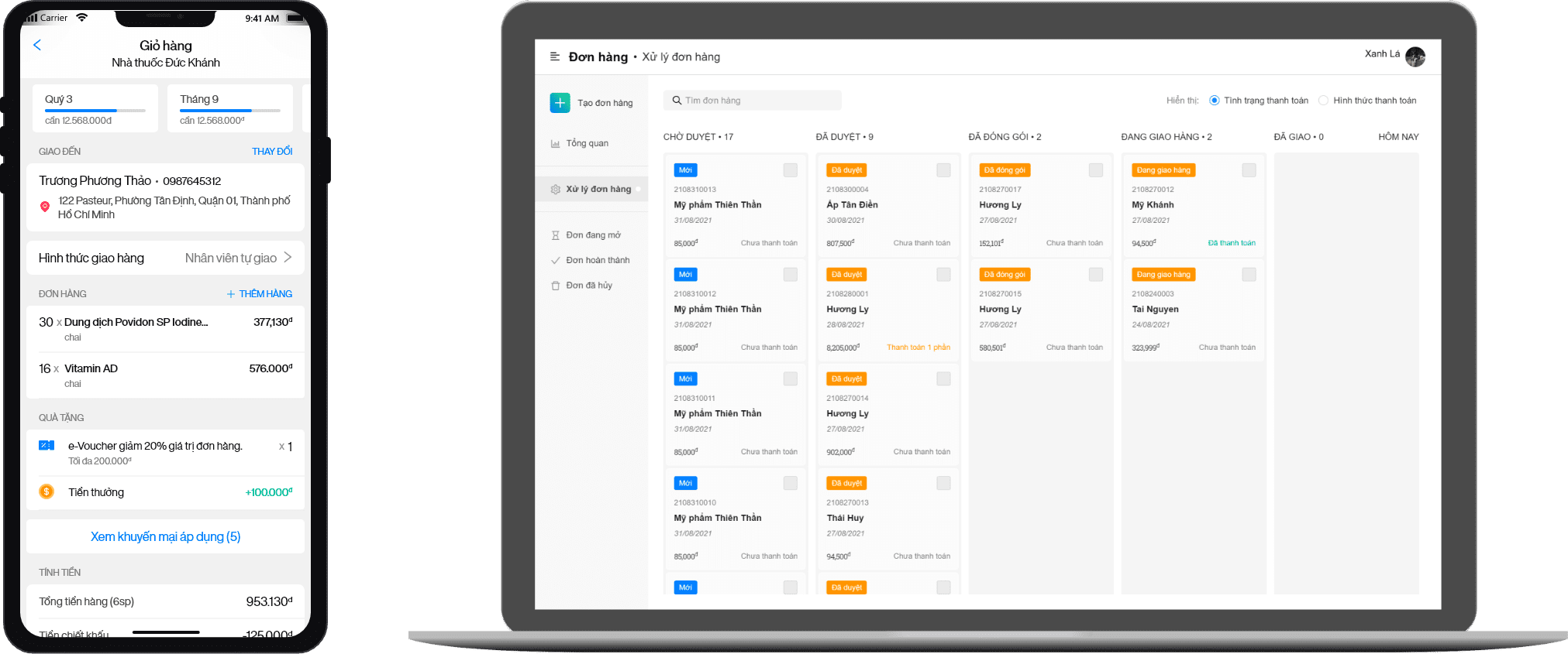 Đặt hàng từ ứng dụng di động cho trình dược viên phân phối dược phẩm